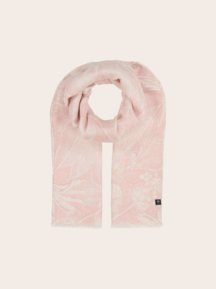 Schal mit tropischem Print in Hanfmischung