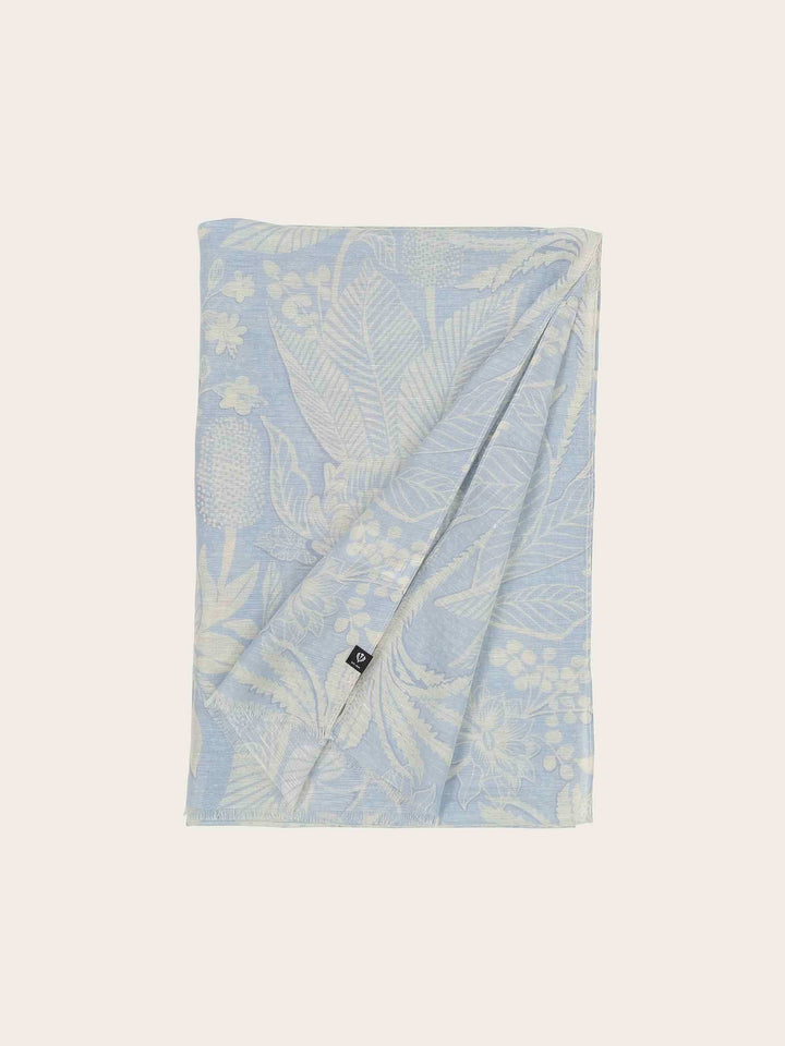 Schal mit tropischem Print in Hanfmischung