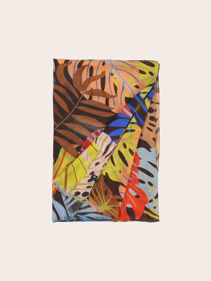 Sustainability Collection - Schal mit buntem Blatt-Design aus Viskose