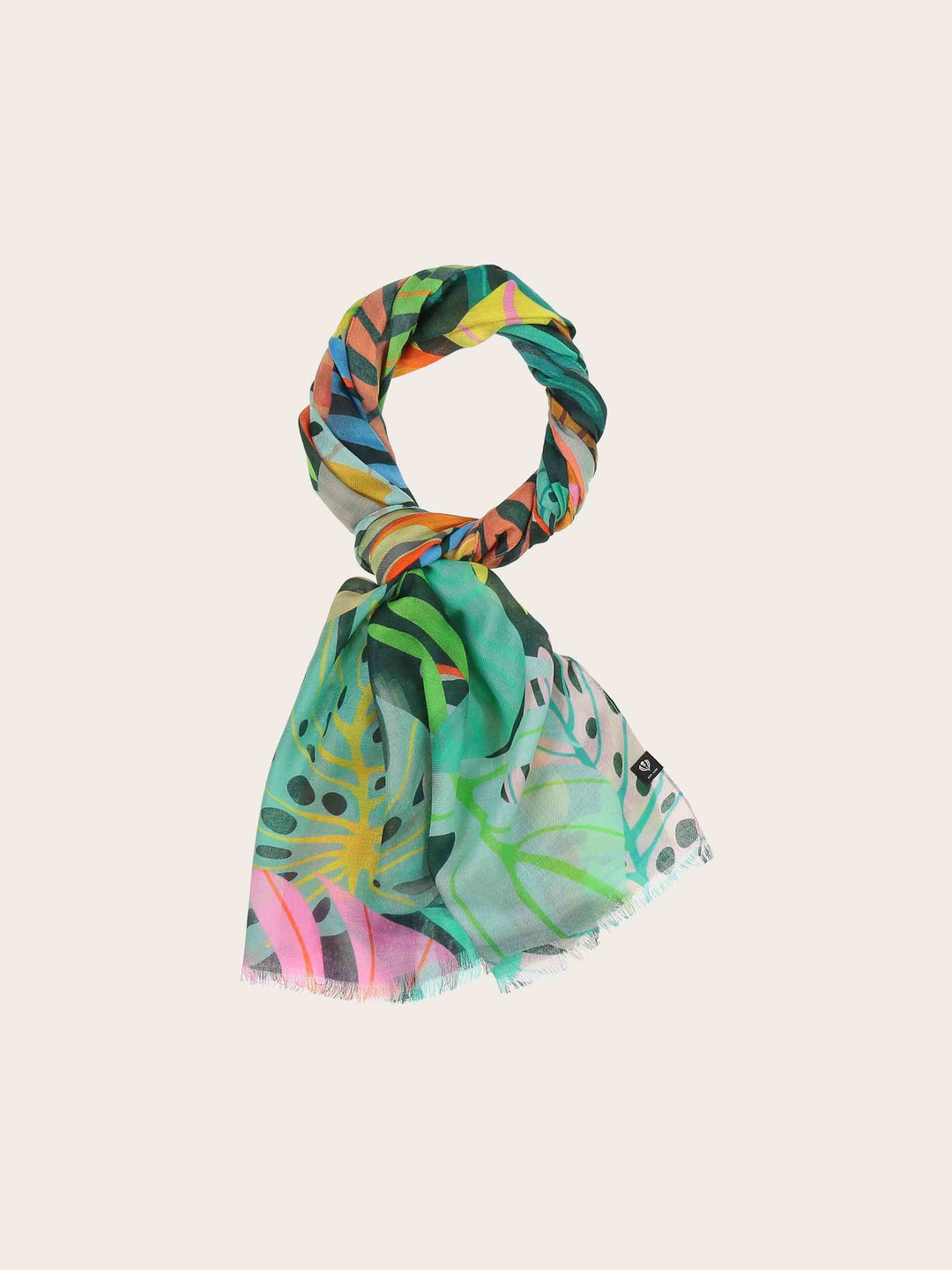 Sustainability Collection - Schal mit buntem Blatt-Design aus Viskose