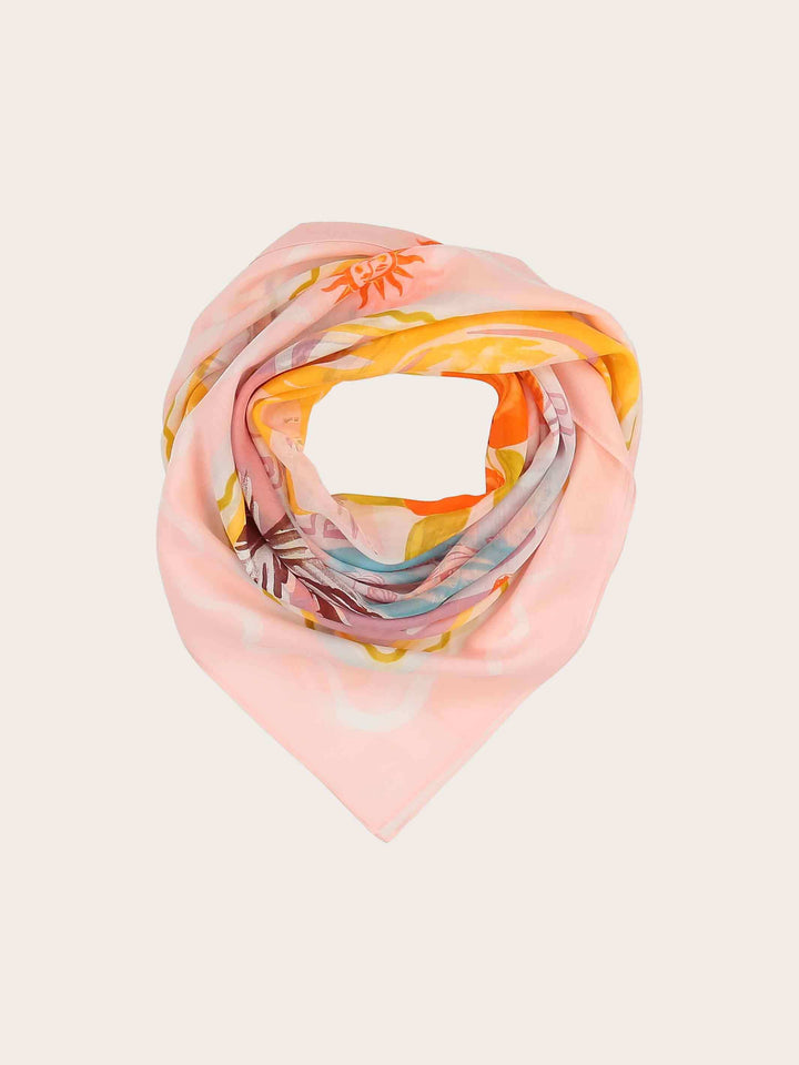 Tuch mit Urlaubsmotiven in Seidenmischung