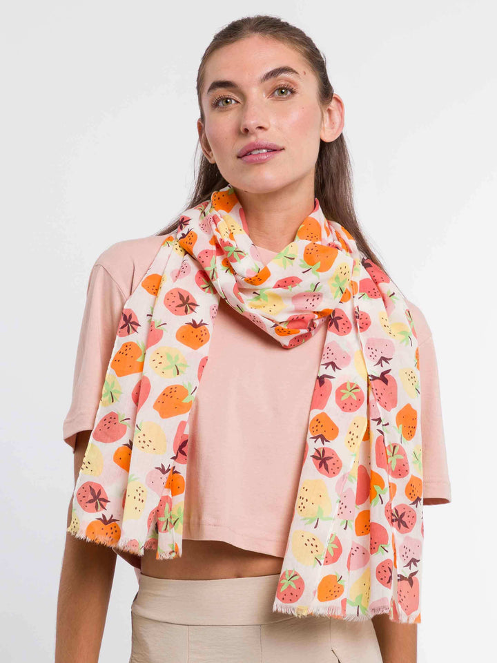 Baumwollschal mit Erdbeer-Print