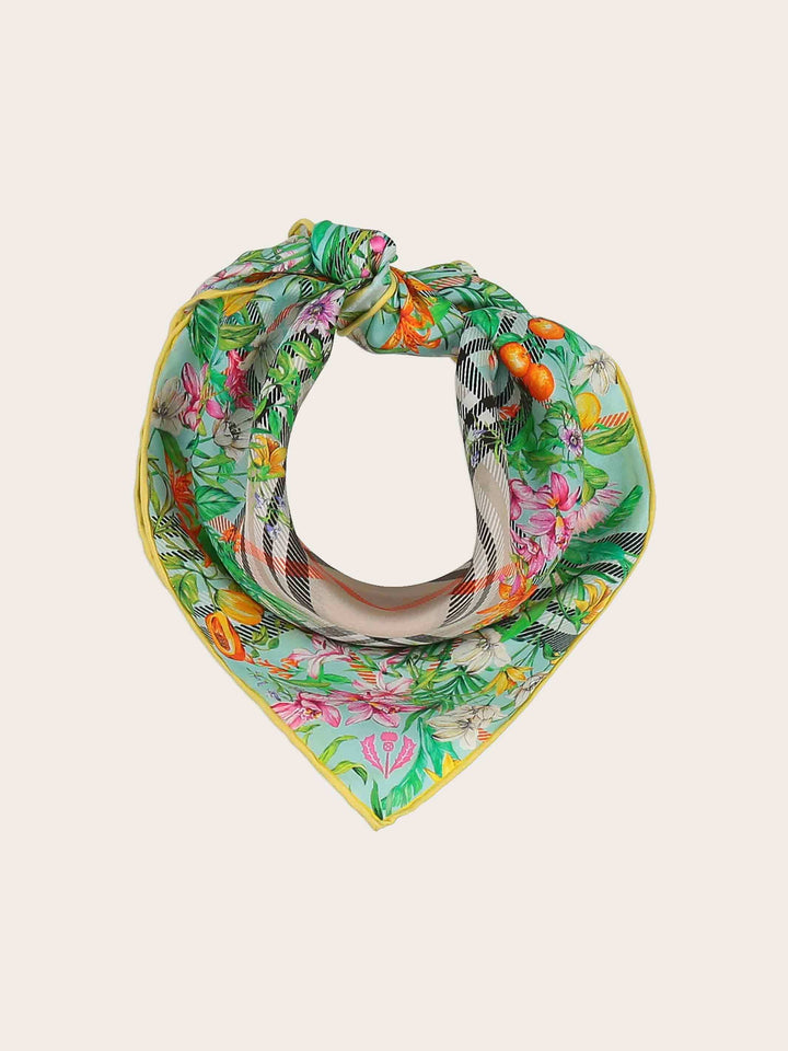 Seidentuch mit FRAAS Plaid Karo und Dschungel-Print