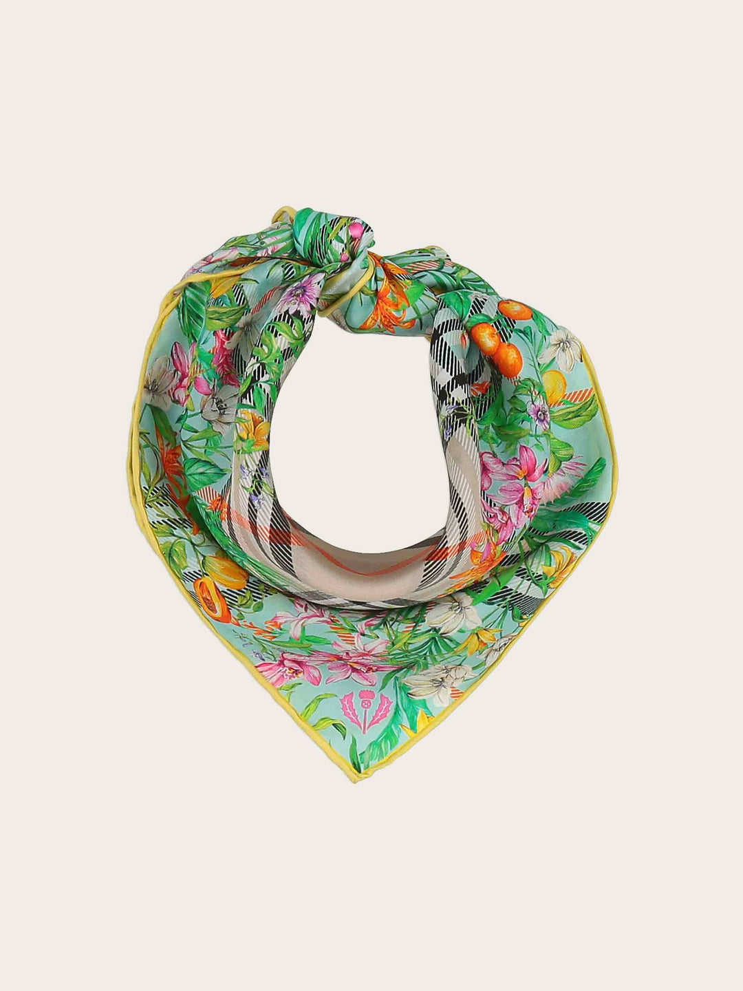 Seidentuch mit FRAAS Plaid Karo und Dschungel-Print