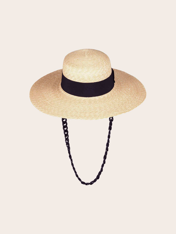 Stylischer Loevenich Strohhut mit abnehmbarem Kettenband