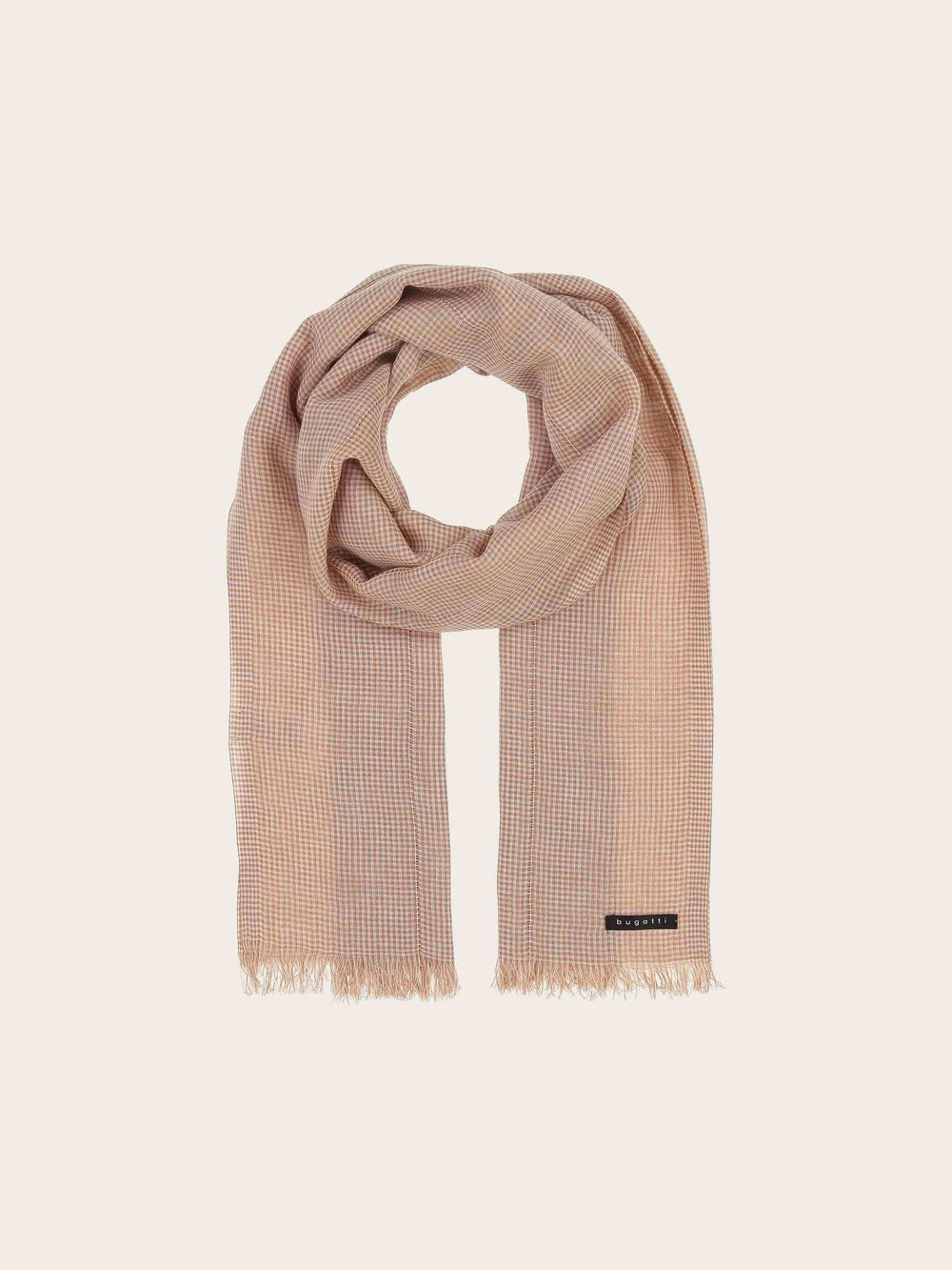 Sportliche bugatti Stola mit Boxkaro in Leinenmischung