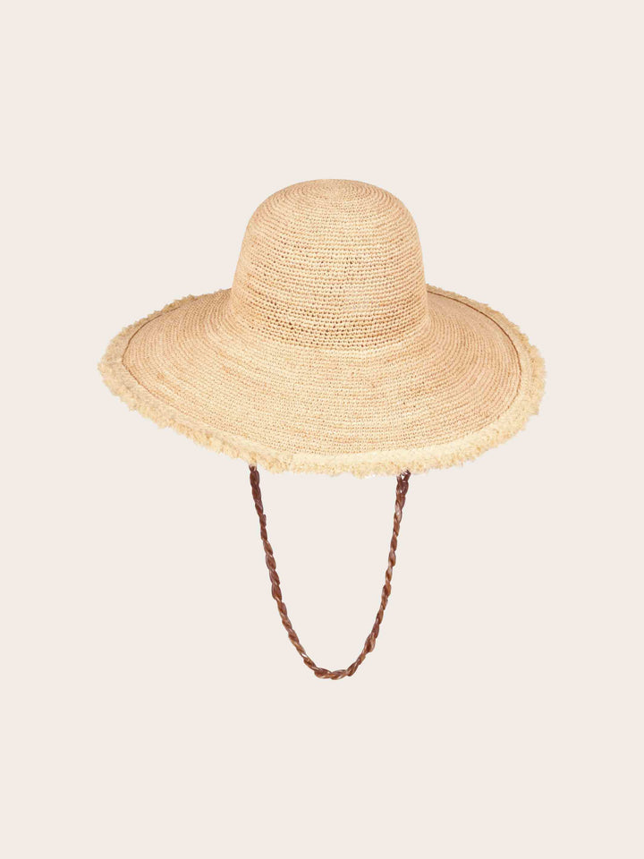 Loevenich Strohhut mit ausgefranstem Rand und abnehmbarem Kettenband