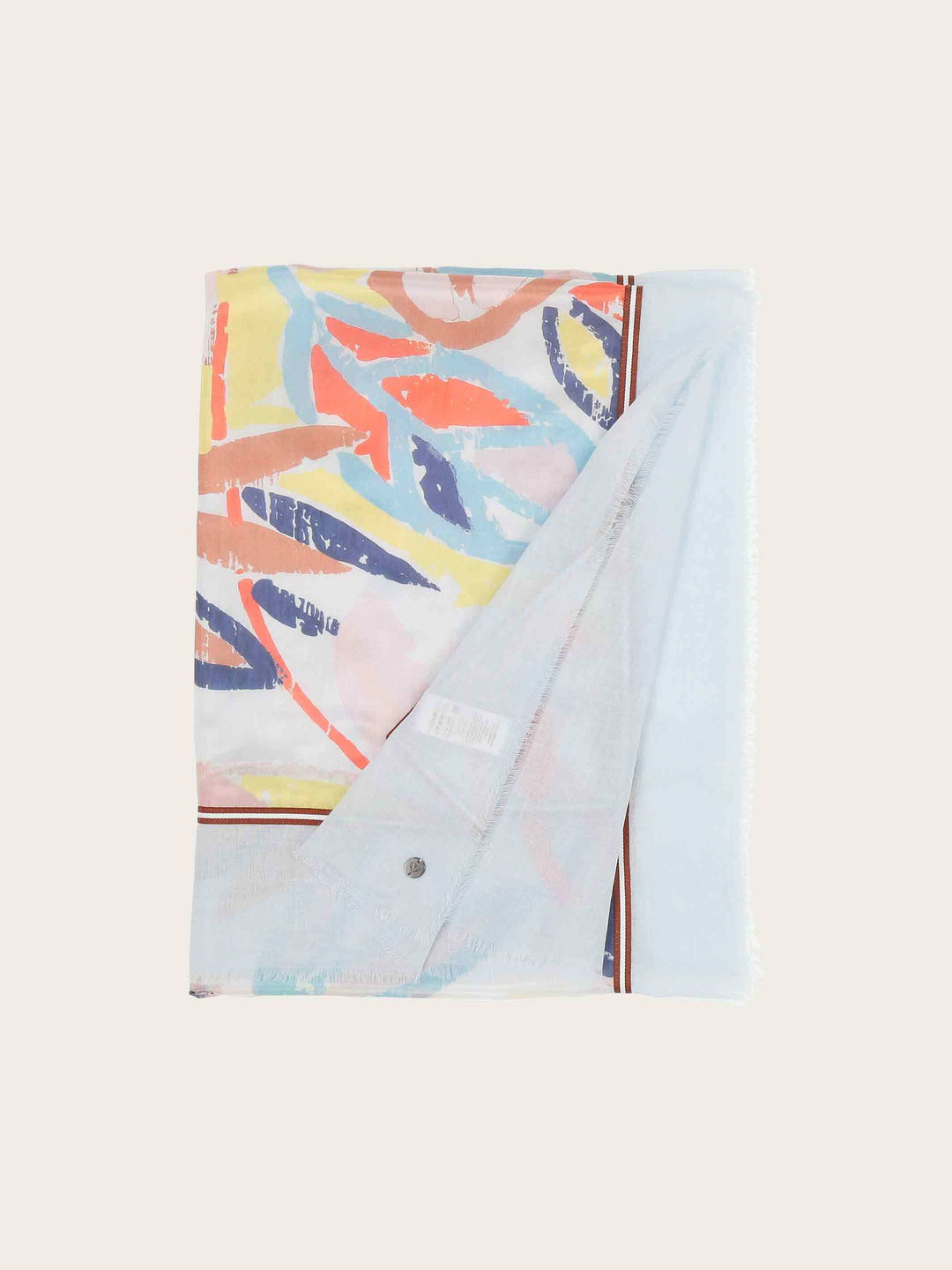 Patchwork-Stola mit Blätter-Print in Seide auf Baumwolle