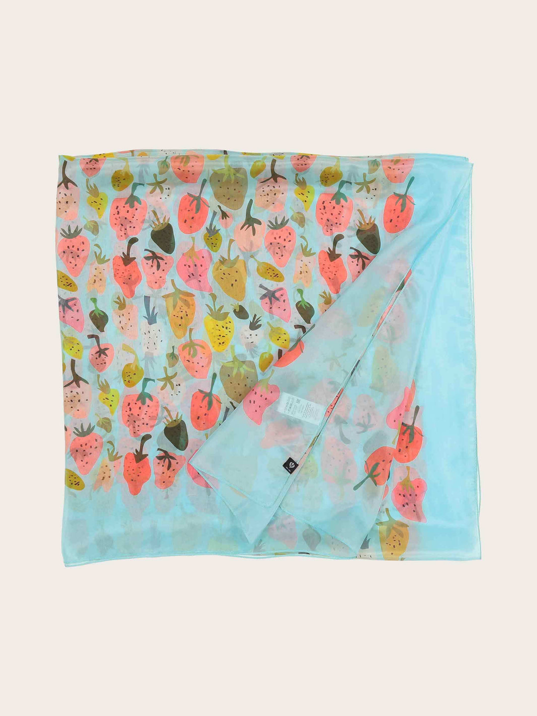 XL Seiden-Stola mit Erdbeer-Design