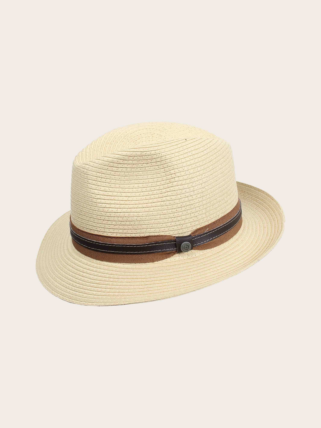 Einfarbiger bugatti Sommer-Fedora mit Leder-Hutband