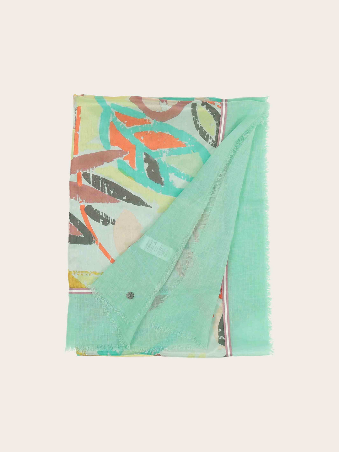 Patchwork-Stola mit Blätter-Print in Seide auf Baumwolle