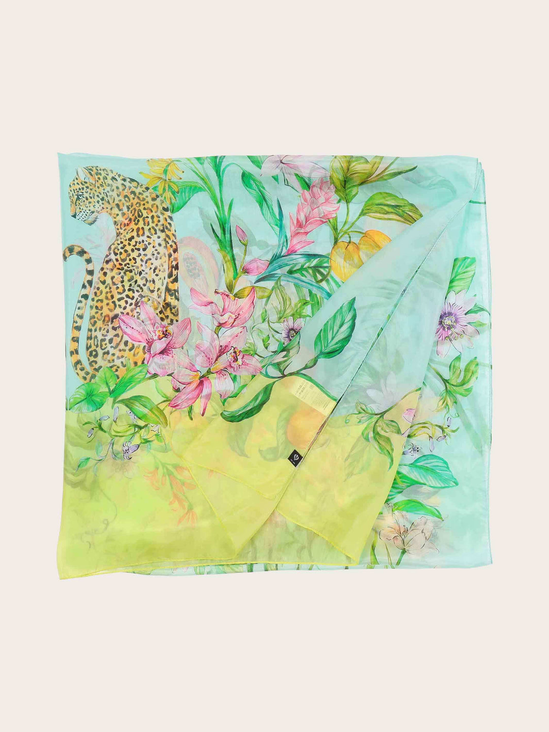 XL Seiden-Stola mit Dschungel Design