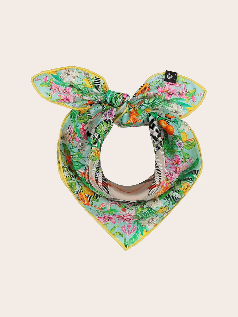 Seidentuch mit FRAAS Plaid Karo und Dschungel-Print