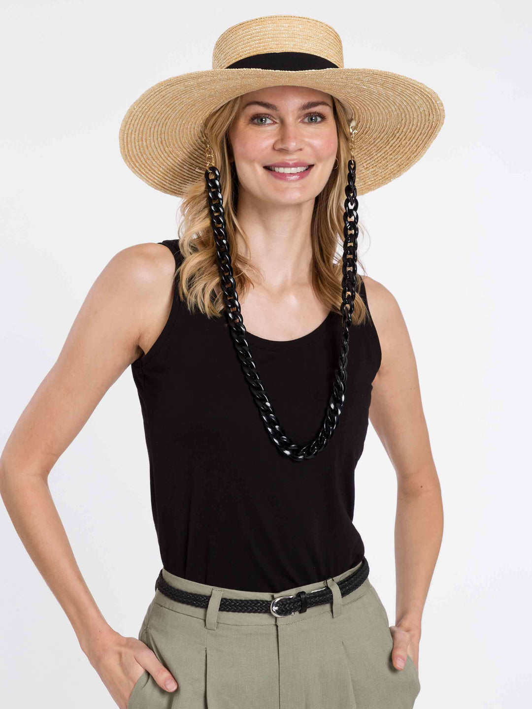 Stylischer Loevenich Strohhut mit abnehmbarem Kettenband
