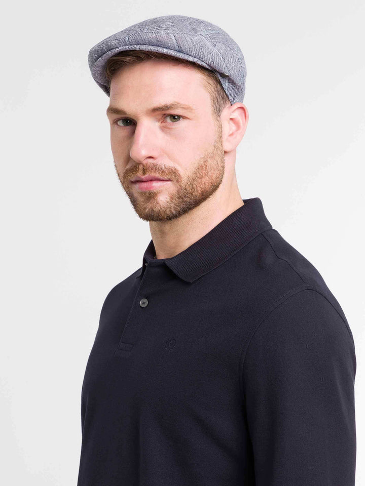 Karierte bugatti Schirmmütze in Leinenmischung