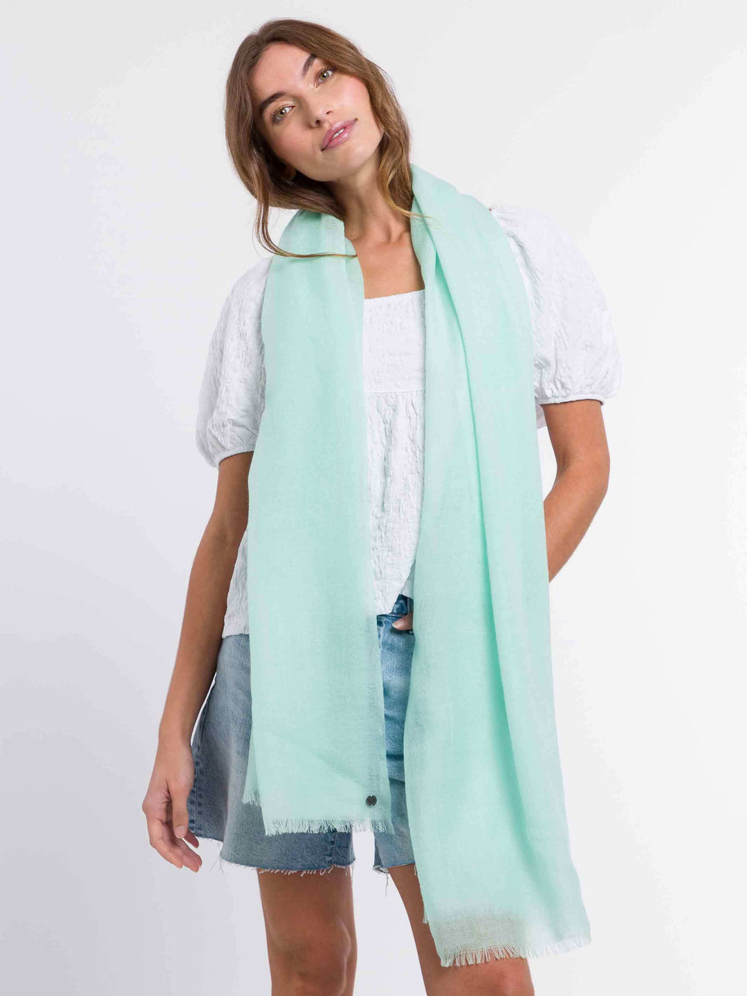 Einfarbige Pashmina aus reiner Wolle