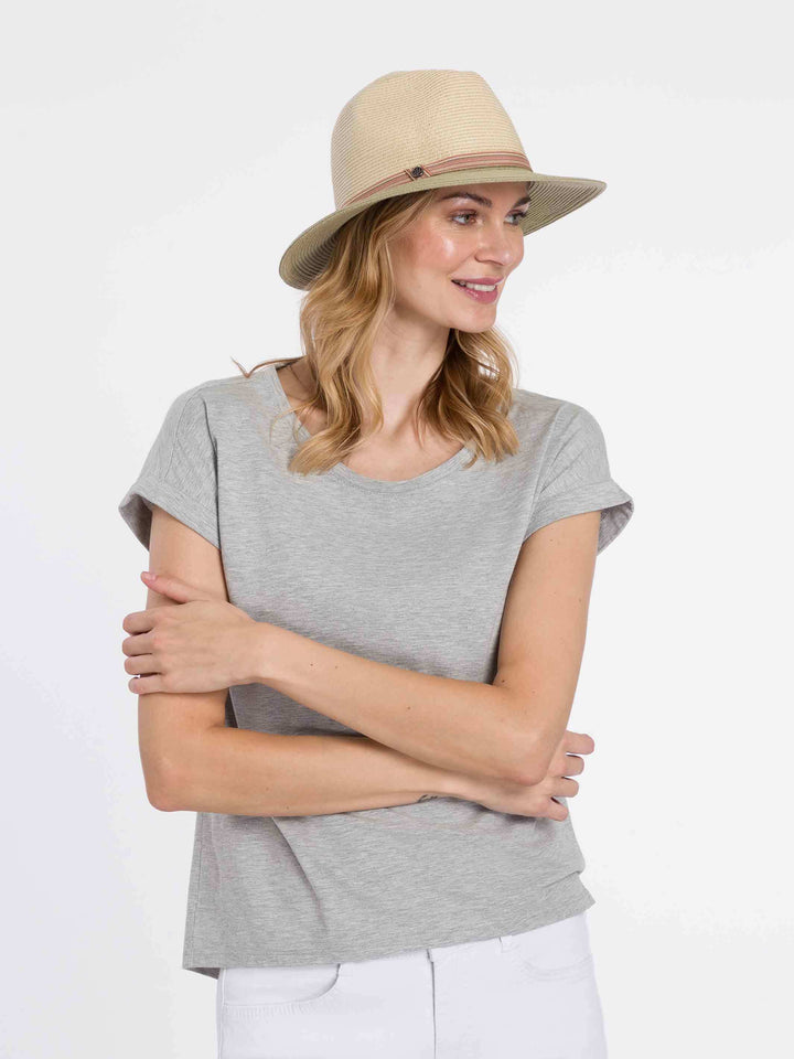 Loevenich Fedora aus Papier mit andersfarbiger Krempe