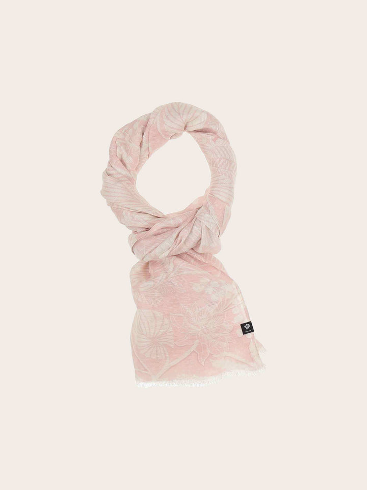 Schal mit tropischem Print in Hanfmischung