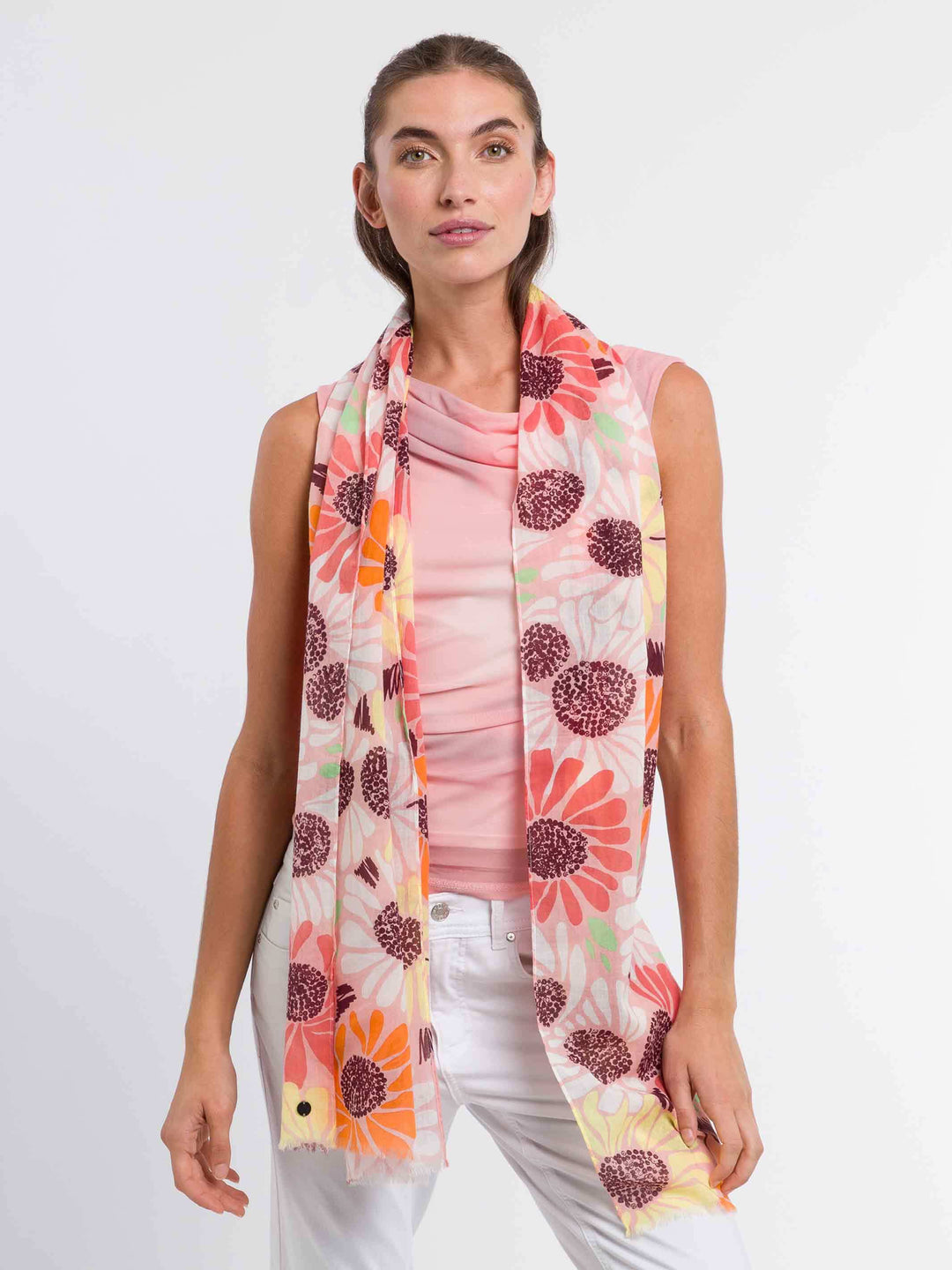 Baumwollschal mit XL Blumen-Print