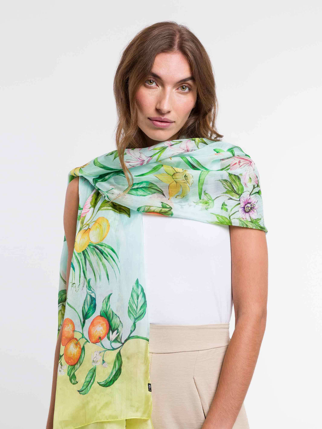 XL Seiden-Stola mit Dschungel Design