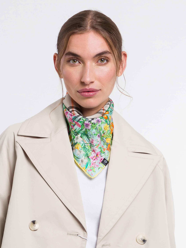 Seidentuch mit FRAAS Plaid Karo und Dschungel-Print