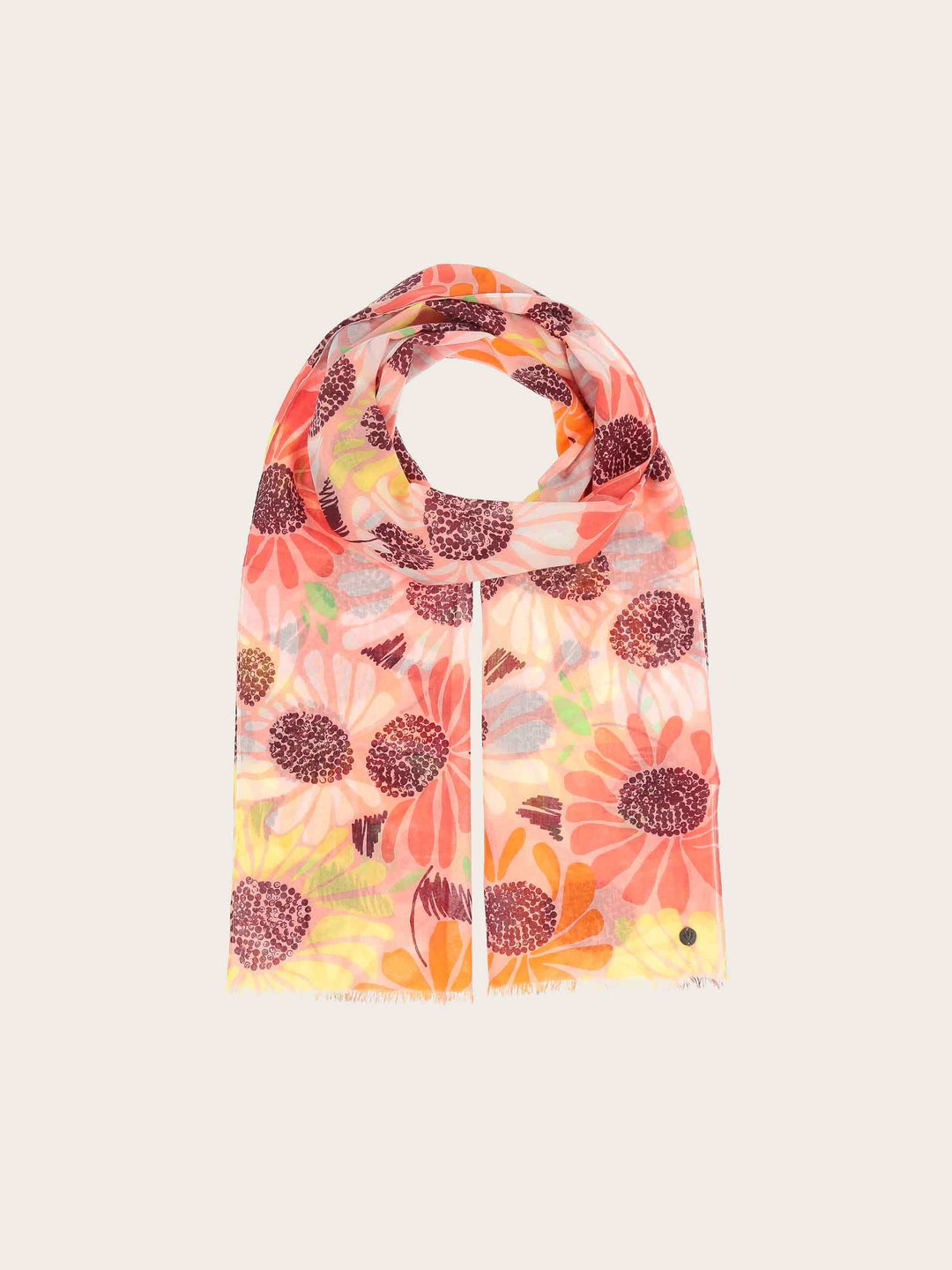 Baumwollschal mit XL Blumen-Print