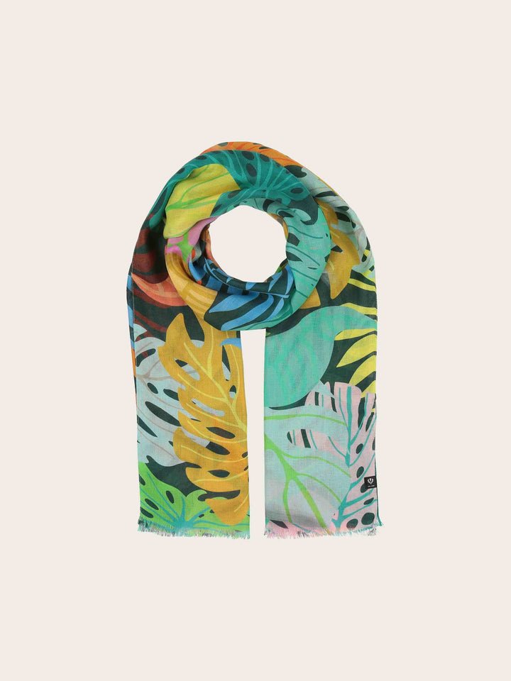 Sustainability Collection - Schal mit buntem Blatt-Design aus Viskose