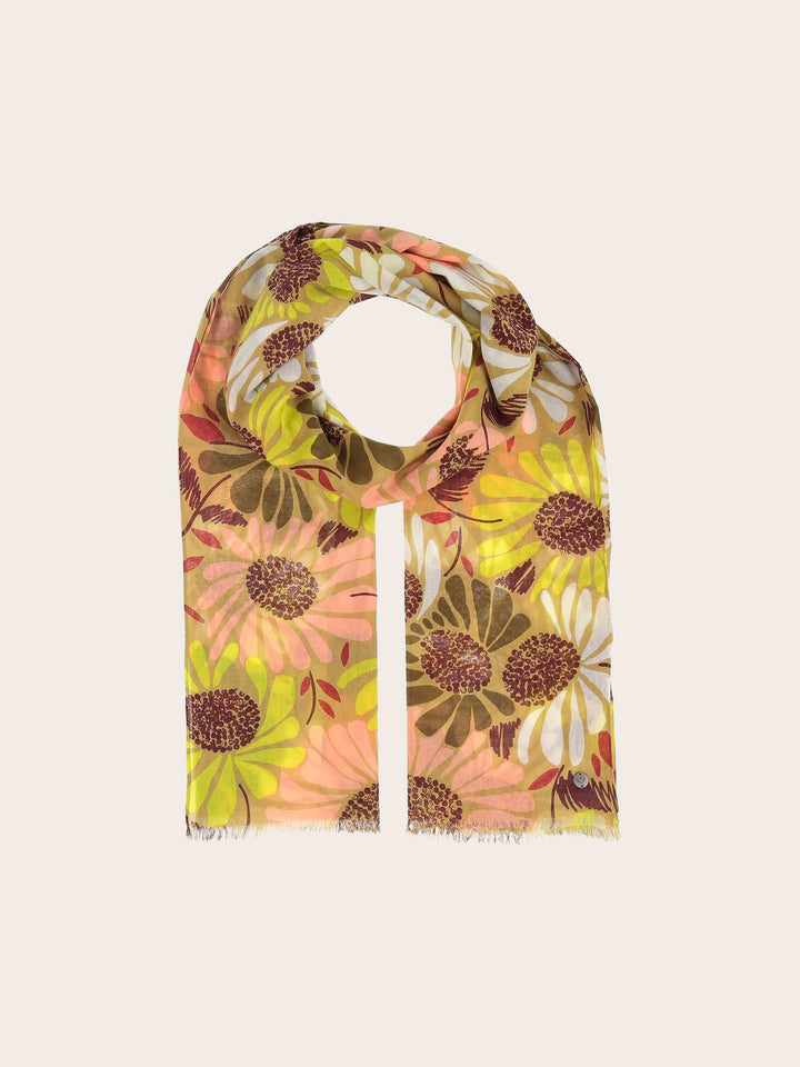 Baumwollschal mit XL Blumen-Print