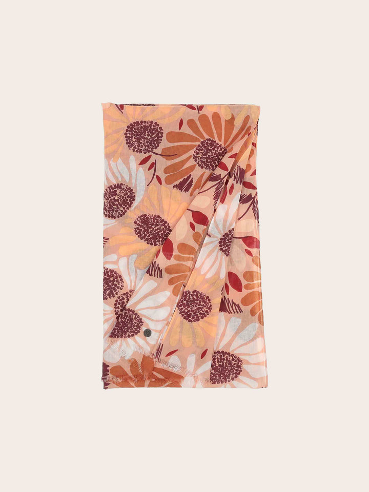 Baumwollschal mit XL Blumen-Print