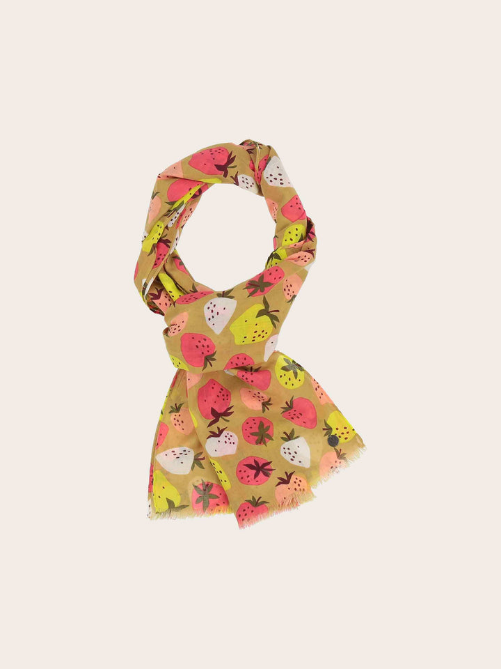 Baumwollschal mit Erdbeer-Print