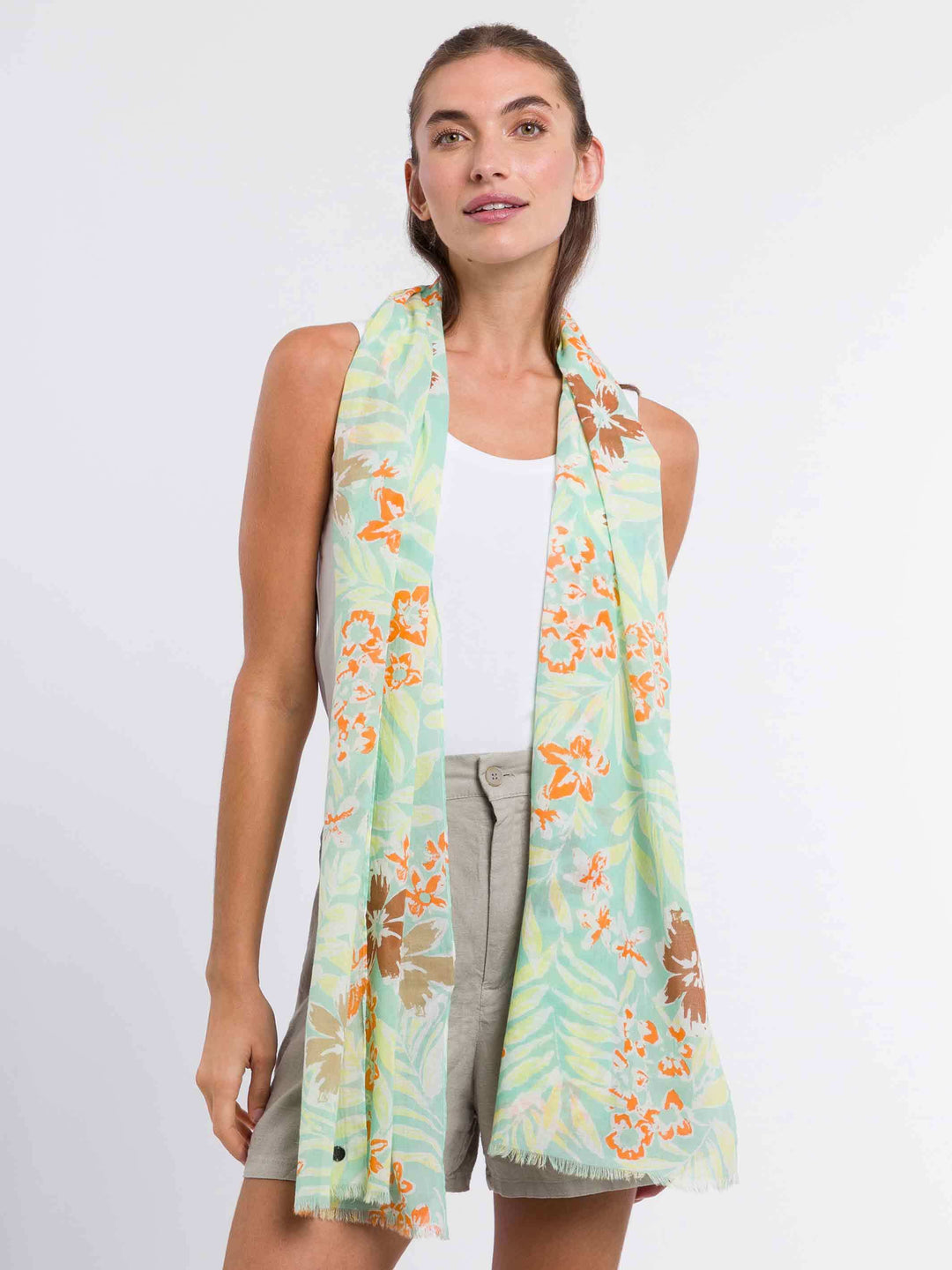 Baumwollschal mit tropischem Blumen-Print