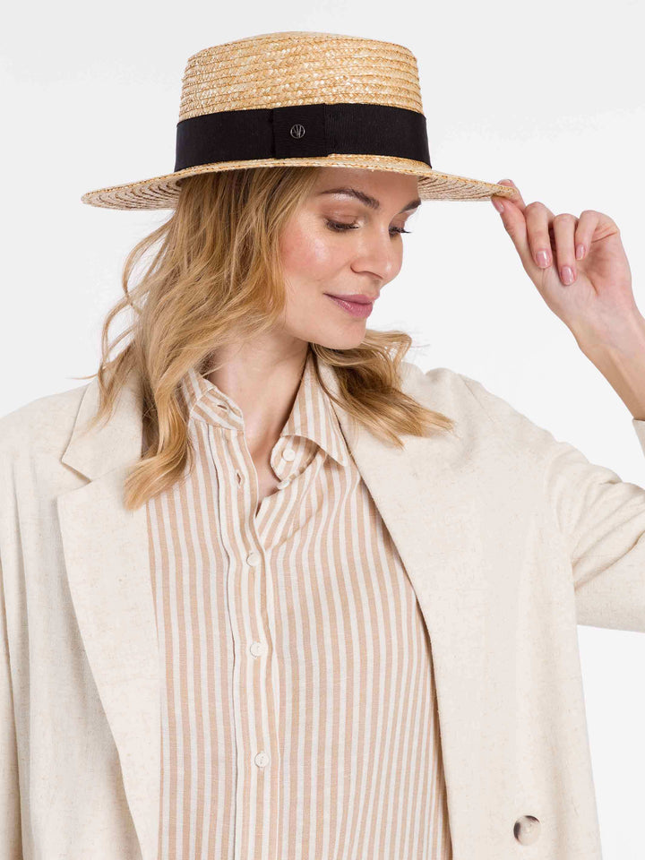 Klassischer Loevenich Strohhut mit schwarzem Ripsband