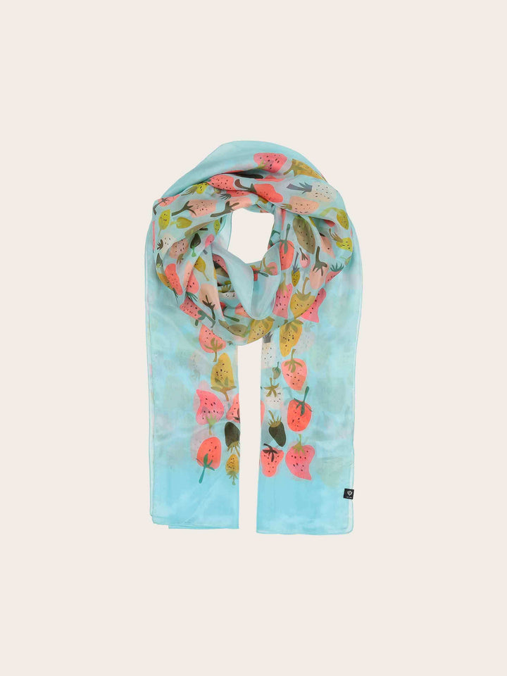 XL Seiden-Stola mit Erdbeer-Design