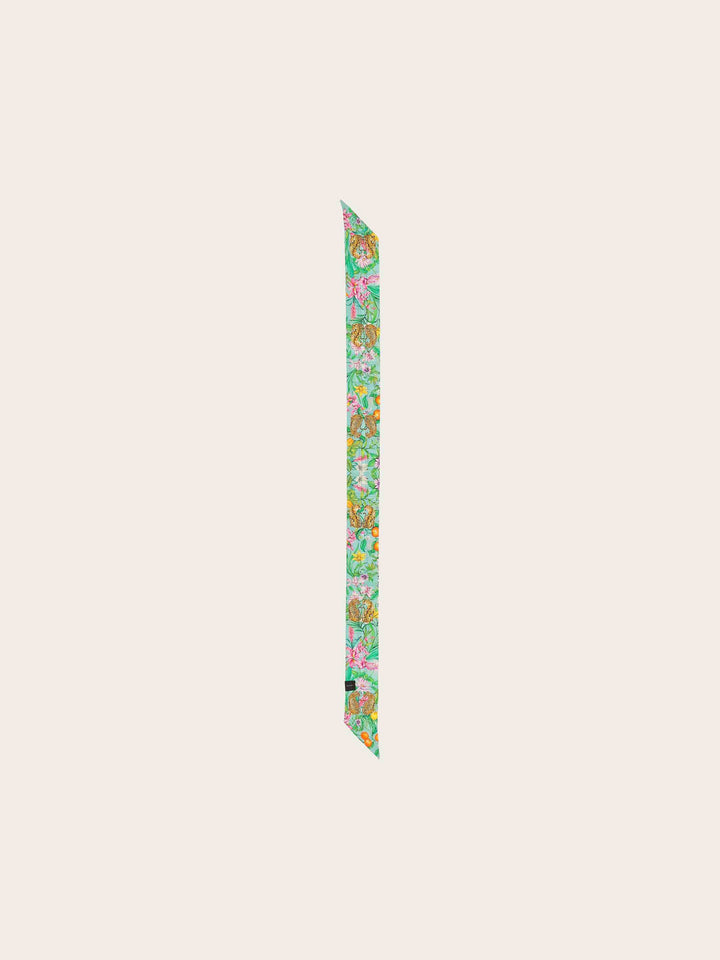 Schmaler Seidenschal mit FRAAS Plaid Karo und Dschungel-Print