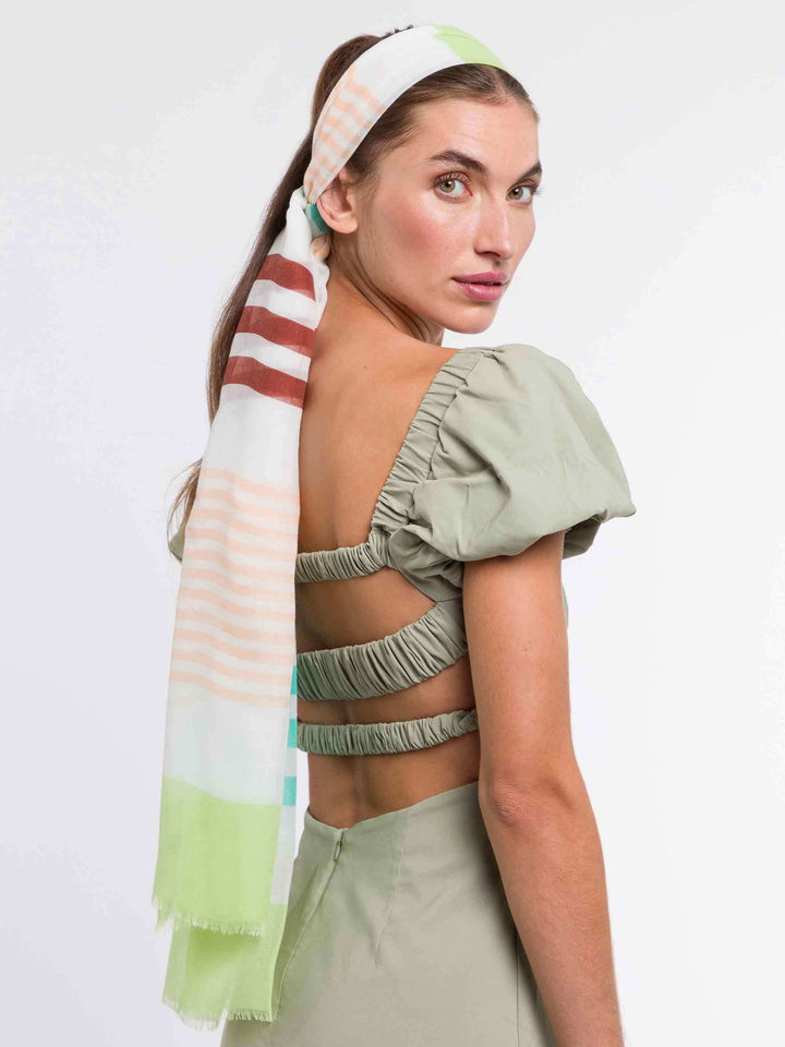 Sustainability Collection - Schal im bunten Streifen-Design