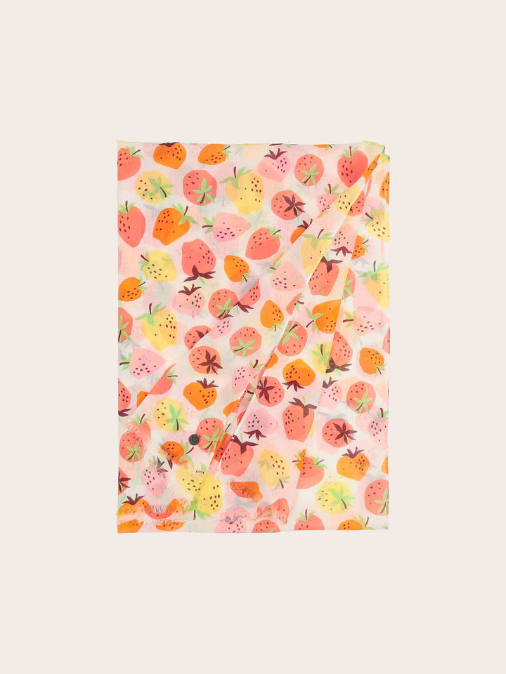 Baumwollschal mit Erdbeer-Print