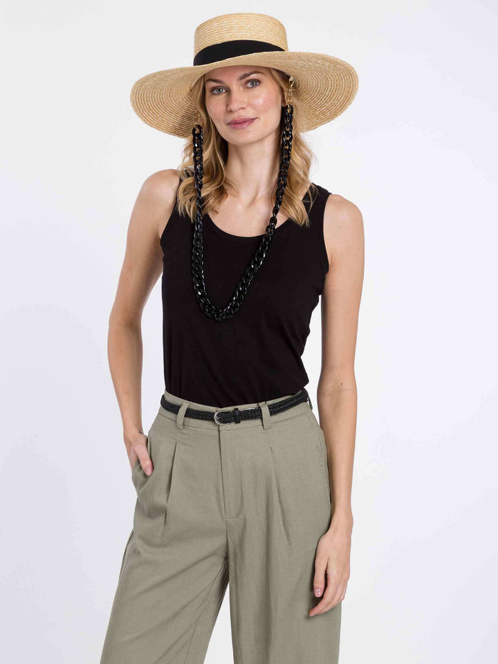 Stylischer Loevenich Strohhut mit abnehmbarem Kettenband