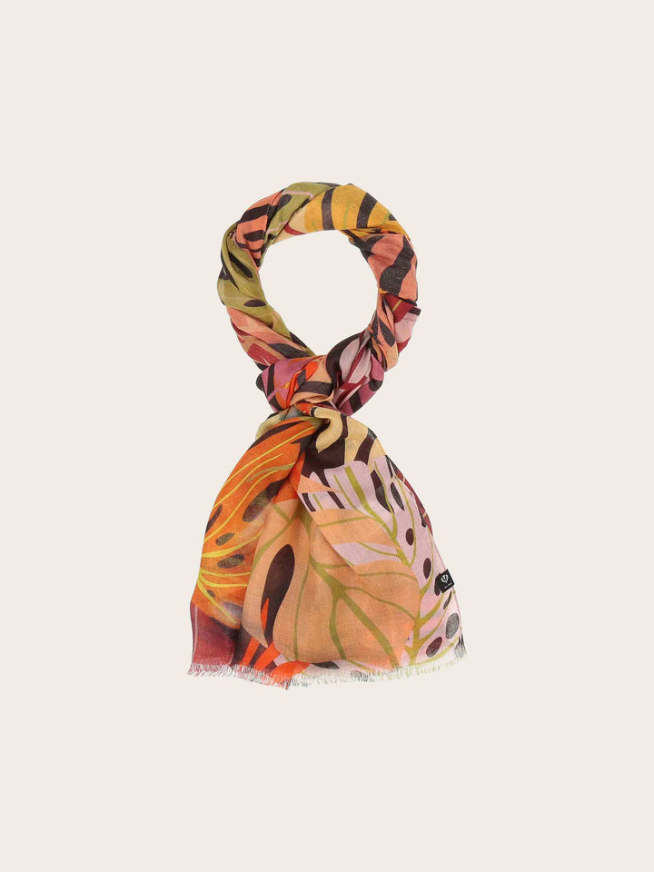 Sustainability Collection - Schal mit buntem Blatt-Design aus Viskose