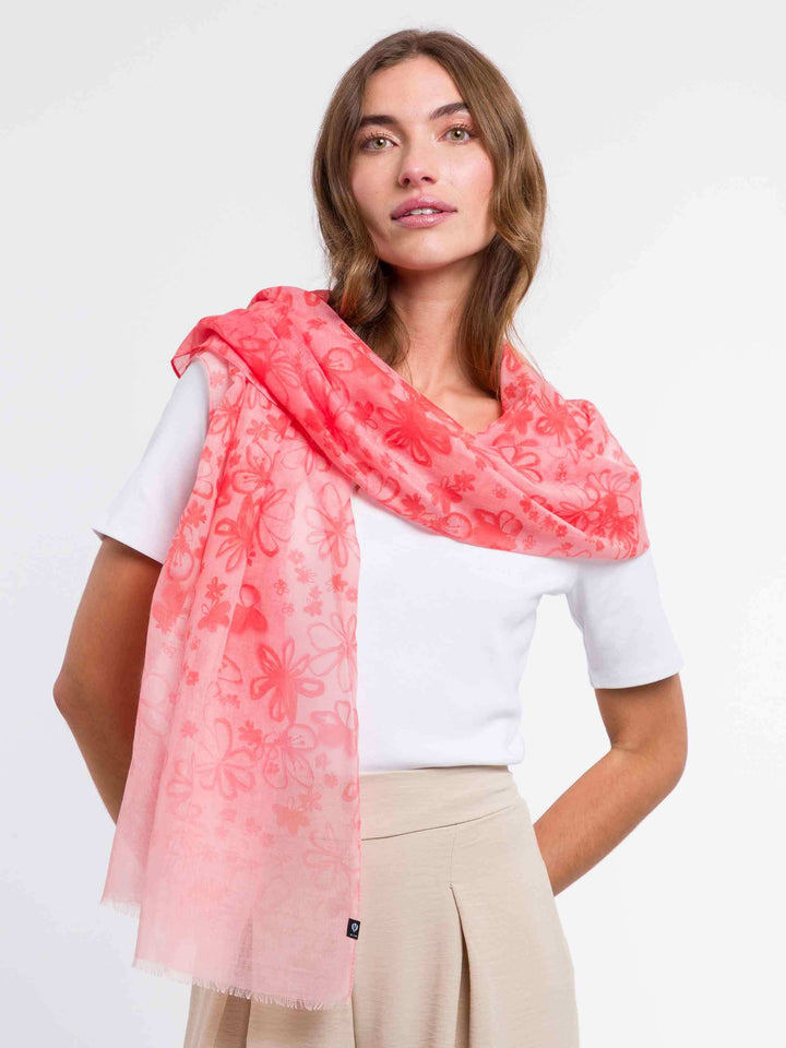 Sustainability Collection - Schal mit Blümchen-Design und Farbverlauf