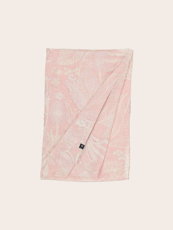 Schal mit tropischem Print in Hanfmischung