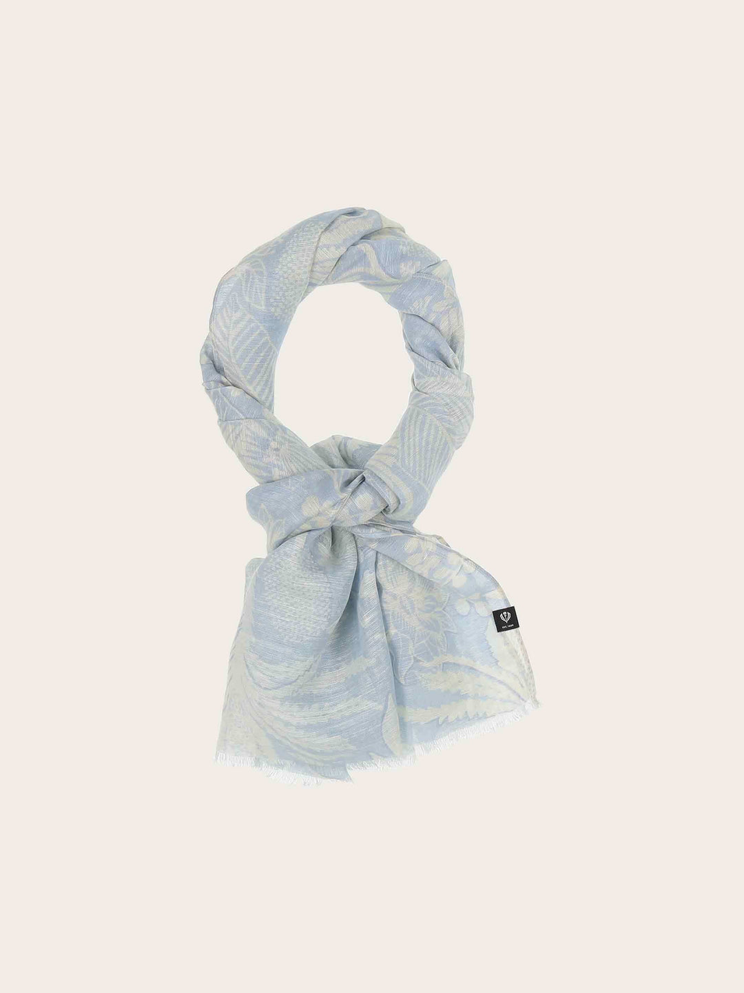 Schal mit tropischem Print in Hanfmischung