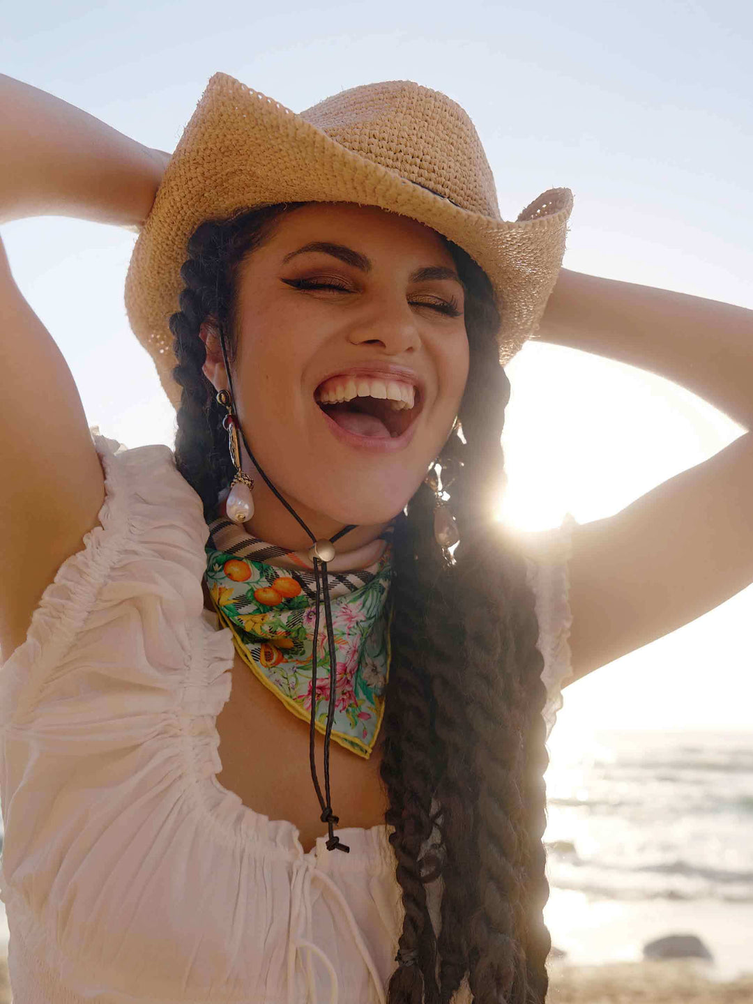 Seidentuch mit FRAAS Plaid Karo und Dschungel-Print