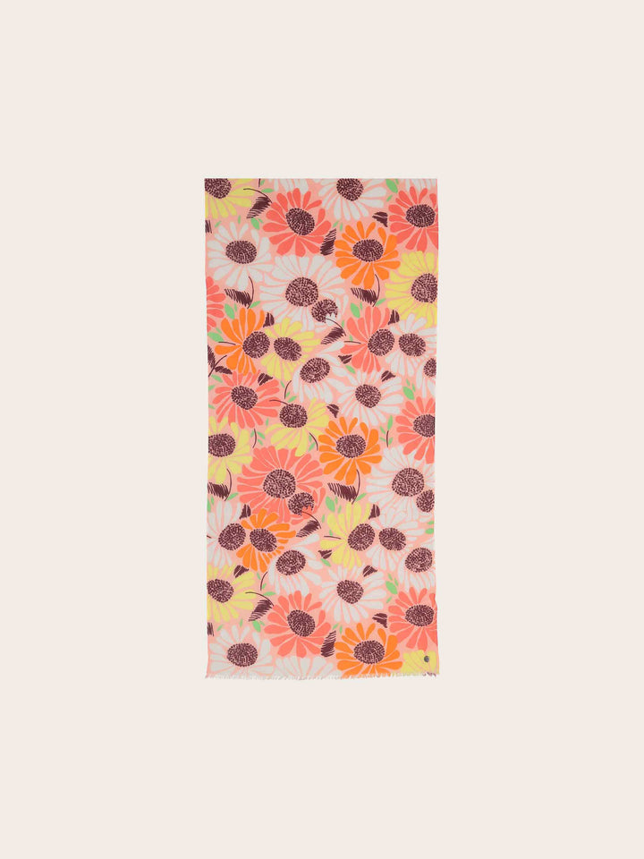 Baumwollschal mit XL Blumen-Print