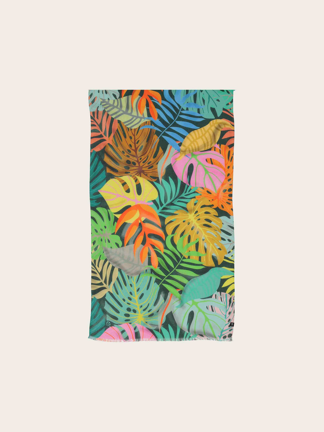 Sustainability Collection - Schal mit buntem Blatt-Design aus Viskose