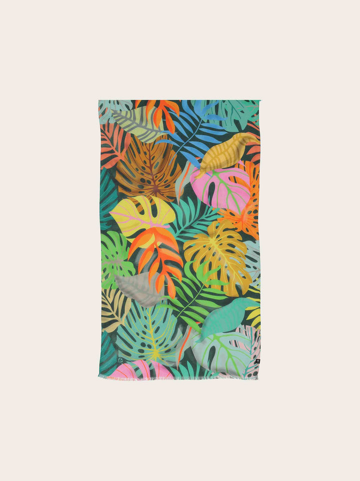 Sustainability Collection - Schal mit buntem Blatt-Design aus Viskose