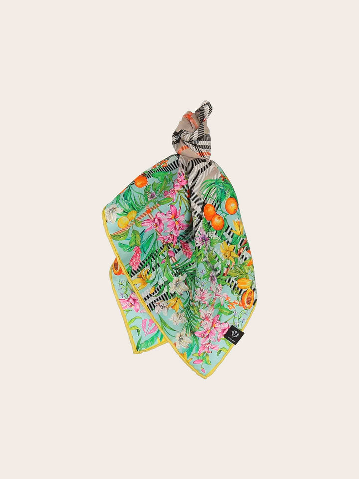 Seidentuch mit FRAAS Plaid Karo und Dschungel-Print