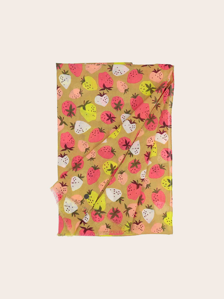 Baumwollschal mit Erdbeer-Print