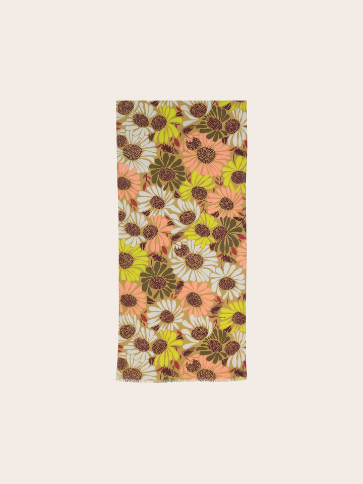 Baumwollschal mit XL Blumen-Print