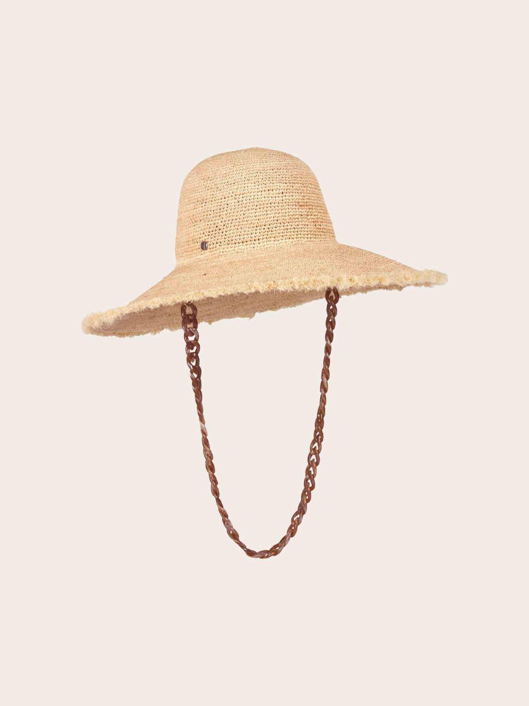 Loevenich Strohhut mit ausgefranstem Rand und abnehmbarem Kettenband