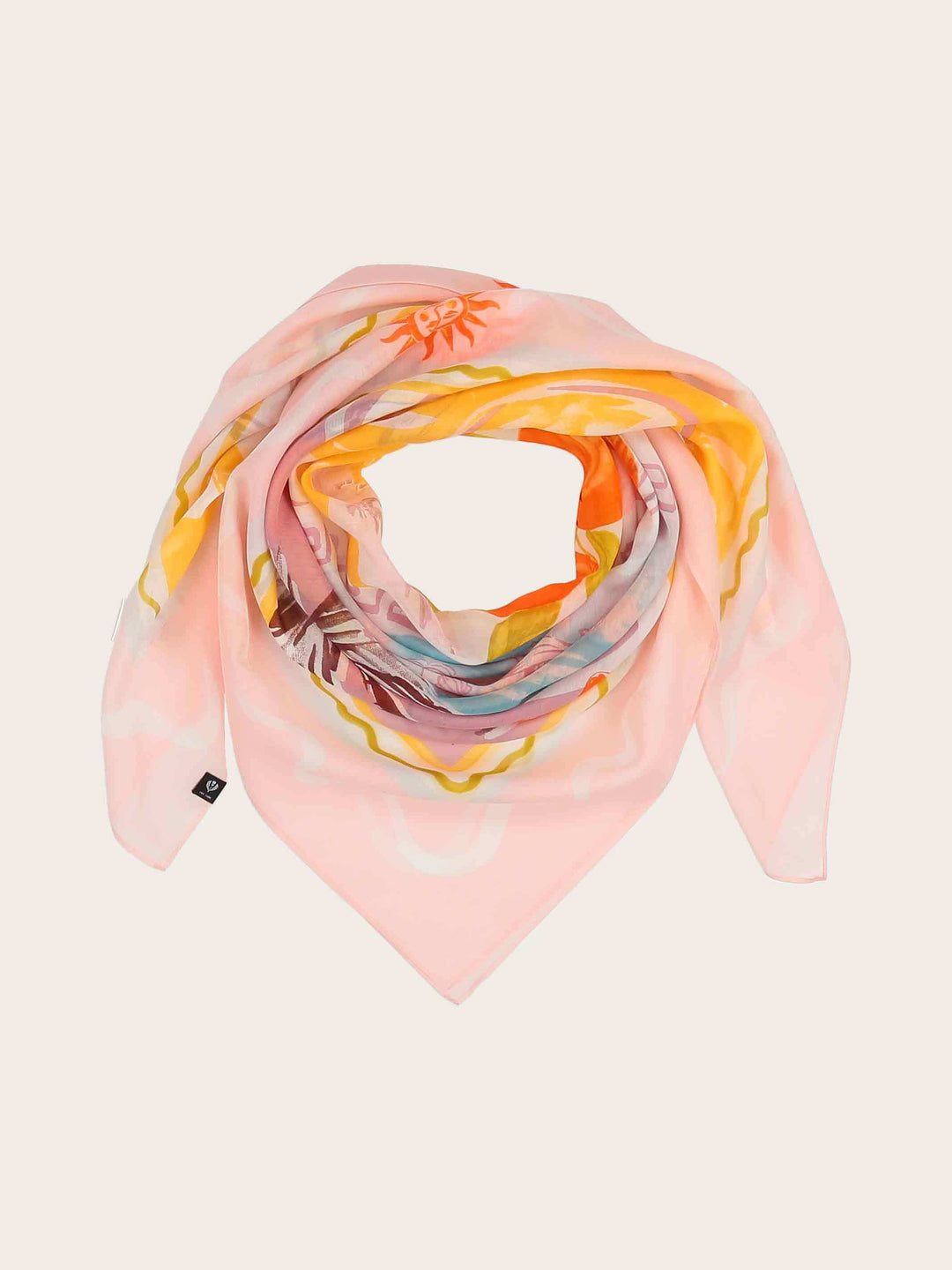 Tuch mit Urlaubsmotiven in Seidenmischung